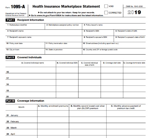 Form 1095-A Health Insurance Marketplace Statement