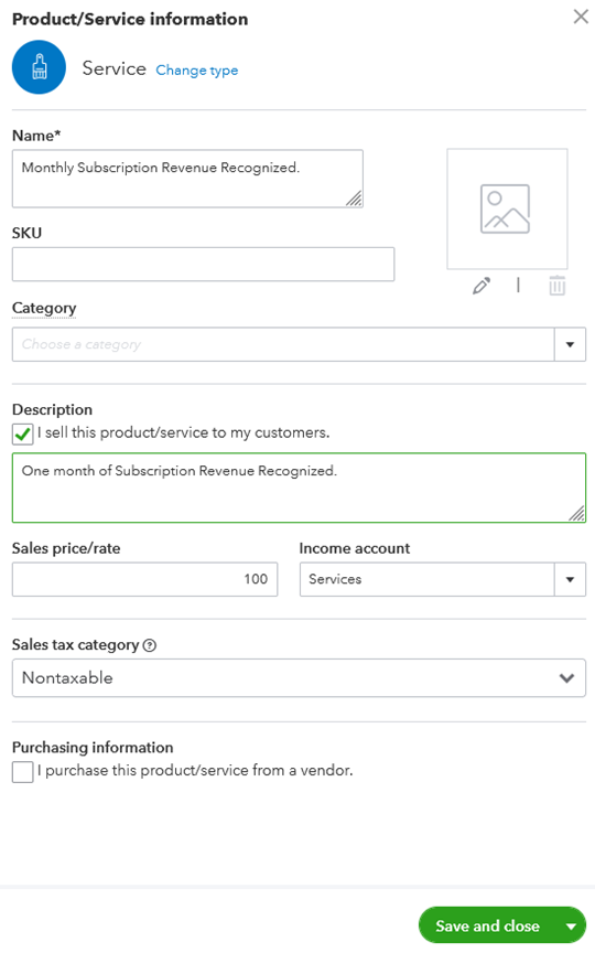 Recognize monthly revenue item